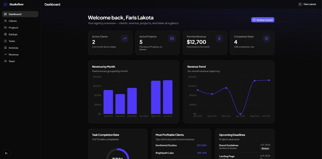 Studioflow — Agency CRM SaaS screenshot 1