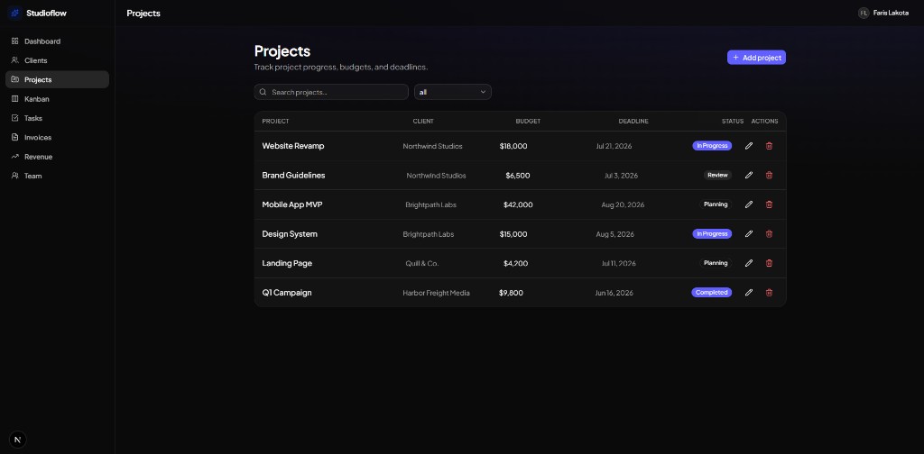 Studioflow — Agency CRM SaaS screenshot 3