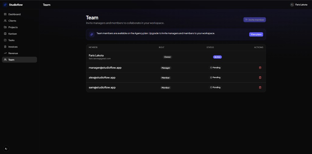 Studioflow — Agency CRM SaaS screenshot 7